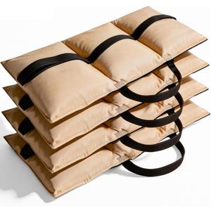 140 LBS Heavy Duty 420D Oxford Canopy Tent Sand Bags (Set of 4), Three-Compartment Pop Up Tent Weights for Canopy Legs, Beach Umbrella, Gazebo & Outdoor Sun Shelter (Beige)