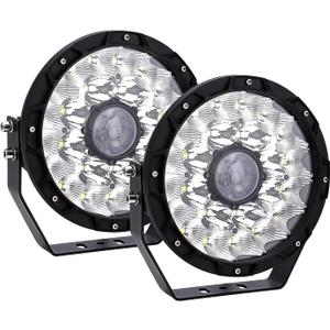 Round led offroad light - 9inch 2Pcs 300W 32000Lm Waterproof Spot Beam Led Work Light Off Road Lights Driving Light Compatible with Truck SUV ATV Tractor Boat (W300)