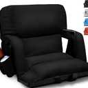 Wide Stadium Seats With Back Support, Exclusive "Sofa Style" Design Extra Thick Bleacher Chairs With Back and Cushion, 6 Reclining Positions - Ultimate Comfort for Sports Events (Black, 22.5")