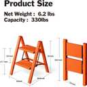 2 Step Ladder, Aluminum Lightweight Folding 2 Step Stool with Anti-Slip Wide Pedal,330lbs Capacity Steel Ladder for Household and Office(Hermes Orange)