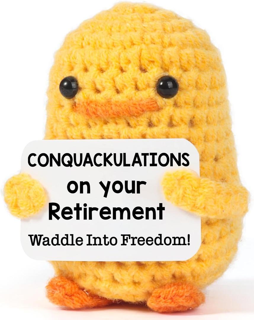 MBL Retirement Employee Appreciation Gifts - Conquackulations on Your Retirement Funny Crochet Duck Leaving Going Away Farewell Goodbye Present for Coworker Women Men Teacher Boss Lady Retirees