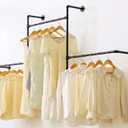 Industrial Pipe Clothing Rack Wall Garment Rack with Pipe Clothes Rails, Heavy Duty Clothes Hanging Rods Space-Saving Closet Organizer (Wall Clothing Rack-3 Hanging Rods)