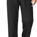 Mens Casual Pants Elastic Drawstring Waist Pants Lightweight Loose Straight Leg Long Beach Sweatpants (Black, XL)