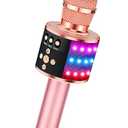 BONAOK Karaoke Microphone for Kids & Adults - Bluetooth Microphones Singing Mic with Disco Lights, Echo Effect, Built-in Speaker Portable Karaoke Player for Party Travel Gifts Q78(Rose Gold)