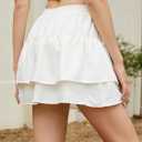 Gardenwed Women's Floral Print Solid Ruffle Hem Elastic High Waist Tie Front Skirt Tennis Mini Skirts (XL)