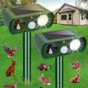 2PCS Solar Ultrasonic Animal Repellent Outdoor- Ultrasonic& Strobe Light Deer Repellent Devices for Deer/Cat/Squirrel/Raccoon/Rabbit/Bird/Owl/Dog - PIR Motion Detection, Yard Garden Protection