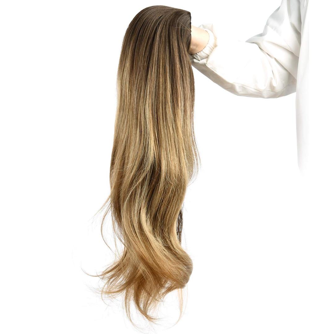 24 Long Wavy Clip in Half Head Tied Wig Japanese Synthetic fibers Hair Extensions For Women 210g 9-7-2#