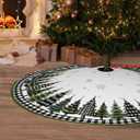 Christmas Tree Skirt Buffalo Plaid Xmas Tree Skirts Mat Rustic Vintage Farmhouse Christmas Decoration for Merry Christmas Holiday Party Indoor Outdoor (Green Buffalo Plaid, 36in)