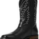 SaraIris Mens Brown Cowboy Western Working Round Toe Pull On Cowgirl Boots (Black)