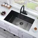27 Inch Black Undermount Sink -Bokaiya 27x19 Undermount Kitchen Sink Deep Single Bowl Stainless Steel Black Kitchen Sink with Colander