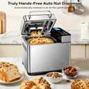 KBS Pro 710W 2LB Bread Maker, Stainless Steel 17-in-1 Smart Bread Machine with Healthy Ceramic Pan, Automatic Nut Dispenser, Tempered Glass Touch Panel, 3 Crust Colors, 15H Timer& Keep-Warm, Recipes