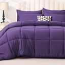 Love's cabin Tein Comforter Set Dark Purple, 7 Pieces Twin Bed in a Bag, All Season Bedding Sets with 1 Comforter, 1 Flat Sheet, 1 Fitted Sheet, 2 Pillowcase and 2 Pillow Sham