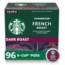 Starbucks K-Cup Coffee Pods, Dark Roast Hot or Iced Coffee, French Roast, 96 Keurig Pods (EXP 09/03/27)