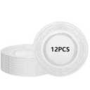 PYVYLO 11 Pack Crystal Glass Salad Plates,7 Inch Round Glass Dessert Plate,Small Dinner Snack Cake Plates for Kitchen