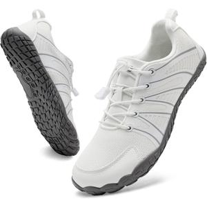 WateLves Barefoot Water Shoes Women Men Breathable Wide Width Toe Box Beach Walking Shoes Comfortable Slip On Minimalist Sneakers for Travel Hiking (White)