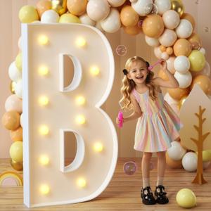 imprsv Marquee Light Up Letters, 4FT Mosaic Letters with Light for Baby Shower Graduation Party Decor, Large B for Engagement Wedding Party Decorations (Need to Assemble)