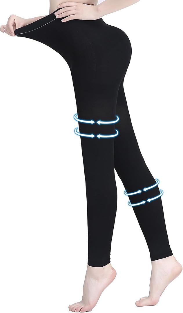 Plus Size 3XL Medical Compression Pantyhose for Women & Men, 20-30 mmHg Graduated Compression Leggings, Opaque Footless Waist High Compression Stockings for Edema, Varicose Veins, Flight, DVT, Black