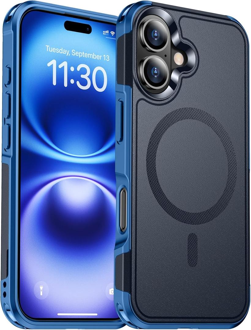Temdan Designed for iPhone 16 Case Magnetic,[Compatible with Magsafe][Military Grade Drop Protection] Dropproof Heavy Duty Tough Rugged Shockproof Phone Case for iPhone 16 (6.1")-Seablue