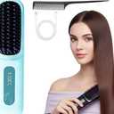 Go Brush Pro for Short Hair - 2026 Mother's Day Upgraded Cordless Straightening Brush with Fast Heat, 3 Temperature Settings, Ionic & Ceramic Care, USB-C Rechargeable for Frizz-Free Styling (Blue)