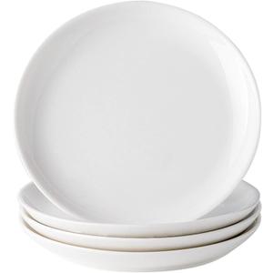 4 Piece Ceramic Appetizer Plates, 5.6 Inch Small Dessert Plates Set, White Round Plates for Bread, Butter, Snack, Lightweight Dinnerware Saucer Sets - Ivory, Oven, Microwave & Dishwasher Safe