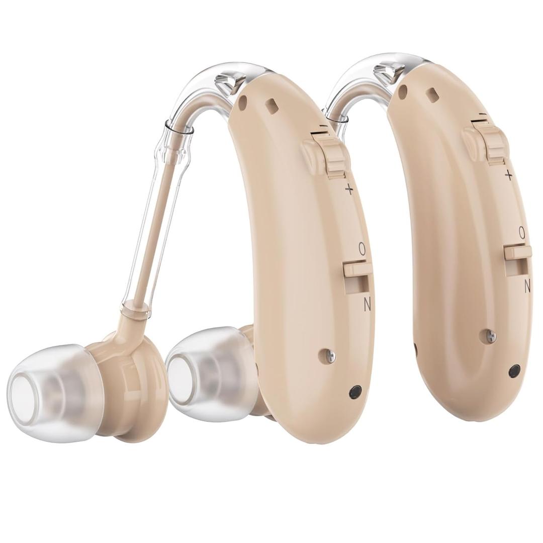 LapEasy Hearing Aids for Seniors Rechargeable with Noise Canceling, Hearing Amplifier for Adults, Sound Amplifier for Hearing Loss - in Ear - with Volume Control, Beige