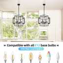 WJShome 16.5" Black Chandelier, 4-Light Farmhouse Foyer Lighting Fixtures, Modern Industrial Ceiling Lantern Pendant Light Large Chandeliers for High Ceilings, for Dining Room, Entryway, Staircase