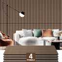 RITOLLO 4 Pack Wood Panels for Wall, 47.2"23.6" Wood Slat Acoustic Panels for Wall, Soundproof Panels, 3D Fluted Panels for Interior Wall Decor (Natural Walnut)
