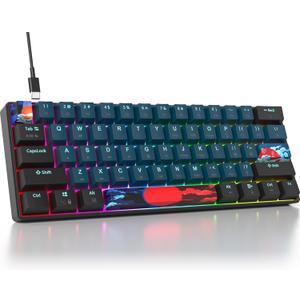60% Mechanical Gaming Keyboard - RGB, Red Switch, Wired, Compact, 61 Keys for Windows, PS4/5, Xbox