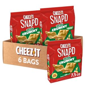 Cheez-It Snap'd Cheese Cracker Chips, Thin Crisps, Extra Crunchy, Sharp White Cheddar (6 Bags), Best By: 12/31/2025