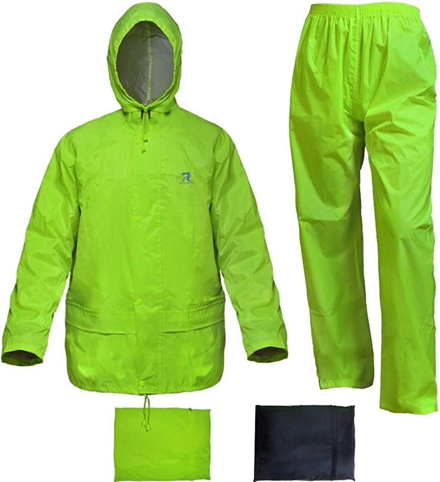 RainRider Rain Jacket Pants Suits for Men Women Waterproof Lightweight Rain Gear Workwear (Green), XL