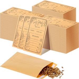 Zubebe 150 Pieces Seed Saving Envelopes Packets Resealable Self Adhesive Paper Envelopes for Flower Vegetable Seeds Storage 3.15 x 4.72 Inch (Brown)