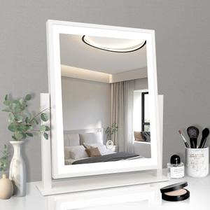 Beelux Vanity Mirror with Lights,15.3" Makeup Mirror with Light Smart Touch Control Dimmable 3 Modes Lighted LED Mirror 360Rotation White for Christmas Birthday Thanksgiving Mother's Day