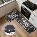 Farmhouse Kitchen Rugs Sets of 2,Non Slip Absorbent Washable Mats for Kitchen Floor,Vintage Style Theme Runner Rug,Home Decor Carpet for Kitchen Sink Laundry,17x30+17x47 Inches(Black)