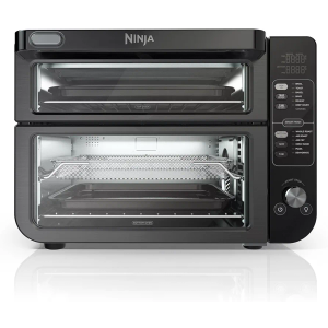 Ninja Double Oven with FlexDoor, FlavorSeal & Smart Finish, Air Fry, Bake, Roast, Toast, Fry, Pizza, Convection Oven, 13-in-1, Black, DCT402BK