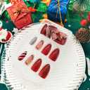5 x Christmas Press on Nails Medium Red Glue on Candy Stripe Cane Mistletoe Design Xmas Acrylic Stiletto Bling Manicure False Nails 24 Pcs