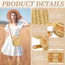 Round Rattan Straw Bag Purse for Women Handmade Cute Mouse Ear Wicker Woven Purse Crossbody Shoulder Bag Handbag
