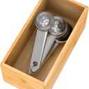 Bamboo Drawer Organizer Utensil Holder for Kitchen, Small Wood Silverware Storage Organizer, Stackable Box Tray for Cutlery, Flatware, Bathroom Caddy for Makeup, Perfume, Jewelry, 6x3x2.5 Inch