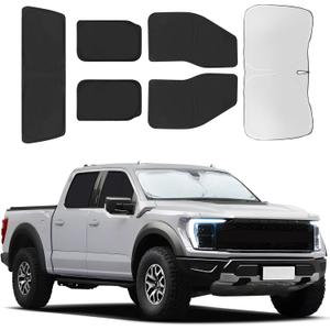 for Ford F150 4Door 2021-2025 Car Window Shades, 6pcs Privacy Sun Shade Set for Front Windshield Side and Rear Windows, Full Window Covers Keeps Vehicle Cool for Camping Napping