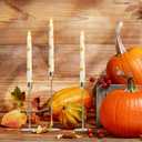 Silverstro Fall Decor LED Taper Candles with Remote Control & Timer Function, Embossed Autumn Maple Leaf Design Flameless Taper Candles for Home Party Autumn Decorations, Set of 2