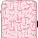 Travel Luggage Cover Pink Bows 2, High Elasticity Washable Travel Baggage Protector Case Fits 18-22 in