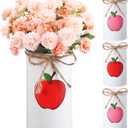 Domensi 4 Pcs Fall Apple Decorations Apple Vases Autumn Thanksgiving Table Centerpieces Galvanized Metal Vase for Flower Mason Jar Utensil Holder for Home Office Party Decor Teacher Appreciation Gift