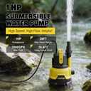 Upgraded Pool Cover Pump - Dual Water Outlets, 1HP Submersible Water Sump Pump with Filter Net, 3500GPH Electric Portable Transfer Water Pump For Pool, Hot Tubs, Basement Floods, Yellow