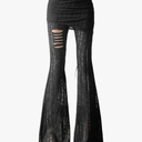 Gothic Bottom Pants for Women Punk Wide Leg Rave Goth Disco Festival L