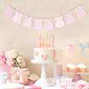 Pink Gingham Baby Dress Bodysuit Banner - Bow Gender Reveal Baby Shower Banner,Floral And Gingham Decorations,Pink Floral Milestone Nursery Decor Keepsake Garland(pink)
