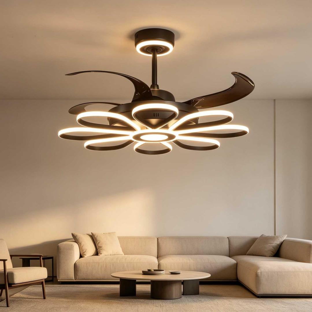 Vlastti 48" Ceiling Fans with Lights and Remote Control 3000-6000K Brightness Dimming Modern LED Ceiling Fans Reversible 6 Wind Speeds Fans lamp for Bedroom, Living Room Kids Room