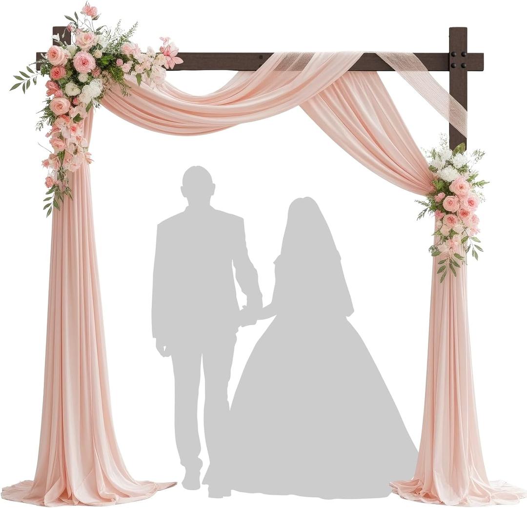 7.48 FT Square Wood Wedding Arches Wooden Arch for Ceremony Wooden Arbor for Wedding Backdrop Stand for Indoor Outdoor Wedding Party Garden Beach Forest Rustic Boho Decor (Dark Brown)