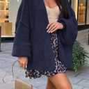 ATHMILE Womens Fall Oversized Cardigan Sweaters Long Lantern Sleeve Knit Open Front Lightweight Winter Fashion Clothes 2026 (Blue, S)