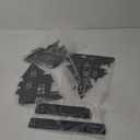 AuldHome Design Spooky Halloween House Village Silhouettes (Set of 3); Scary Haunted House Wood Statue Figurines Centerpiece Set