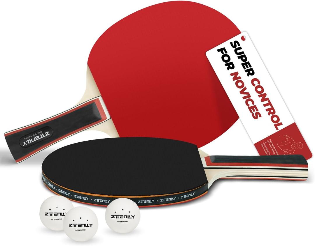 Ping Pong Paddles with Balls - Better Control & Sticky Inverted Rubber - Table Tennis Paddles Set for Indoor & Outdoor Games
