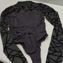 Avidlove Women Long Sleeve Bodysuit Turtle Neck Shapewear Body Suits Mesh One Piece Leotard Shirt Going Out Tops Fall Outfits (Medium, Geometric Pattern)